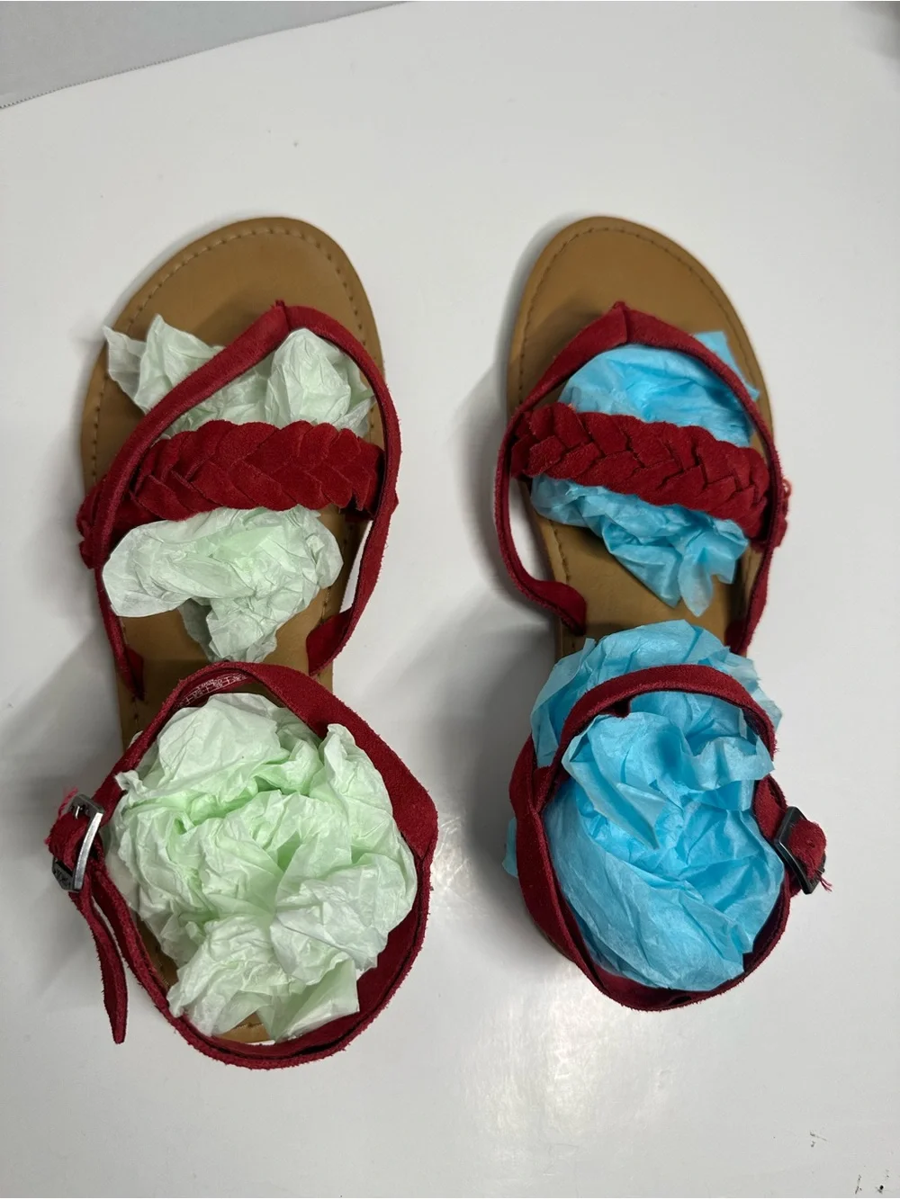 Toms Red Braided Strap Ankle Sandals
